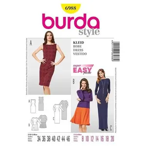 Burda B6988 Patron de Couture Robe 19 x 13 cm, 34-46