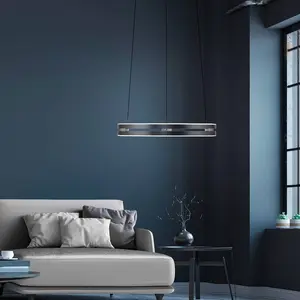 PURE Suspension LED E-Loop, gris, Ø 50 cm, aluminium, CCT pas cher