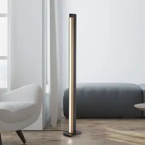 Lampe sur pied LED PURE Lines, noir, bois, télécommande, 140 cmVendu parluminaire