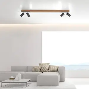 Comparateur de prix : Plafonnier LED PURE Lines, 120 cm, noir, bois, télécommande