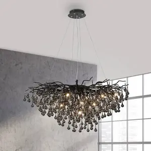 Comparateur de prix : Paul Neuhaus Lustre Icicle, noir, suspension en verre, longueur 100 cm