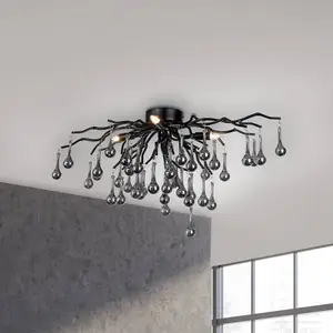 Paul Neuhaus plafonnier Icicle, à 4 lampes, noir pas cher