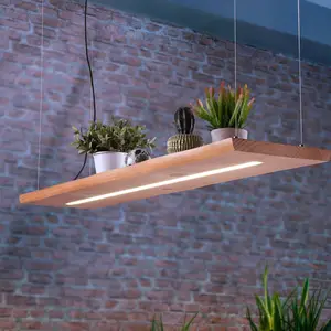 Paul Neuhaus Suspension LED Palma, bois, CCT, intensité variable, 120cm pas cher