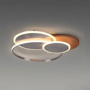 Comparateur de prix : Paul Neuhaus Plafonnier LED Palma, bois, CCT, 65cm, intensité variable