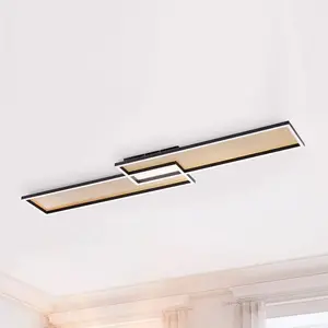 Paul Neuhaus Plafonnier LED Amara, deux rectangles, noir