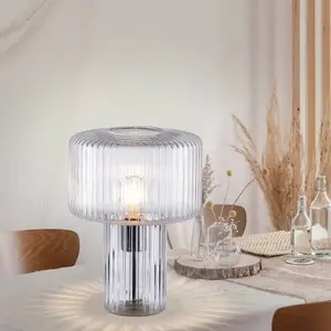 Paul Neuhaus lampe à poser Fungus, transparent, verre, 34 cm pas cher