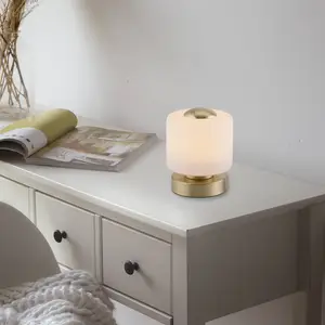 Paul Neuhaus lampe de table LED Bota, laiton, verre, intensité variable pas cher