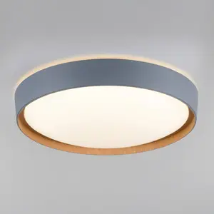 Q-Smart-Home Paul Neuhaus Q-EMILIA plafonnier LED, gris/bois pas cher