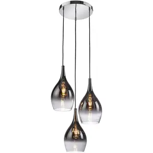 Comparateur de prix : Paul Neuhaus Suspension Pilua, gris fumé, verre, 30cm, 3 lampes