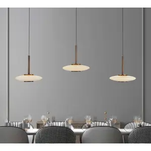 PURE Suspension LED Vitrum, brun/opale verre/aluminium 3 lampes.