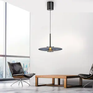 PURE Suspension LED E-Vitrum, gris, verre/aluminium, CCT