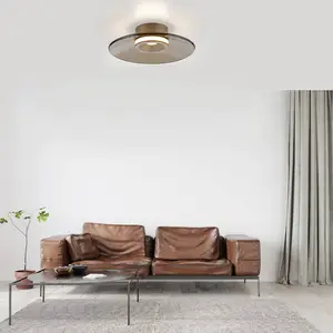 PURE Plafonnier LED Moon, bronze, Ø 32 cm, verre/aluminiumVendu parluminaire
