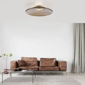 Comparateur de prix : PURE Plafonnier LED Moon, bronze, Ø 50 cm, verre/aluminium