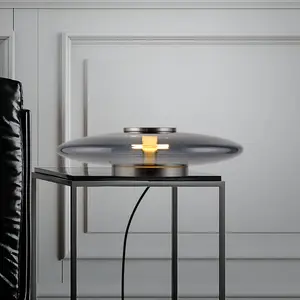 PURE Lampe de table LED Vitrum gris verre/aluminium Touchdimmer pas cher