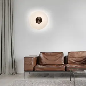 Comparateur de prix : Applique murale LED PURE Vitrum, brun/opale verre/aluminium Ø 22 cm