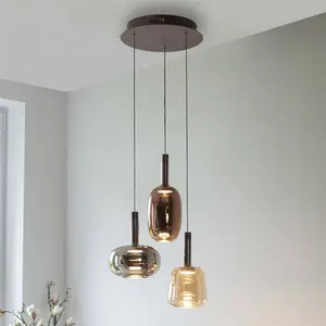 Comparateur de prix : Paul Neuhaus Suspension LED Irides, Ø 43 cm, multicolore, verre