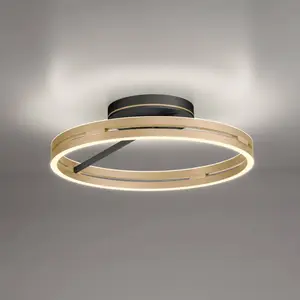 PURE Plafonnier LED Loop laiton/noir métal Ø 60 cm CCTVendu parluminaire