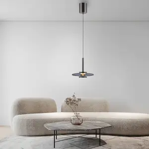 Comparateur de prix : PURE Suspension LED Vitrum, gris, verre/aluminium, Ø 22 cm