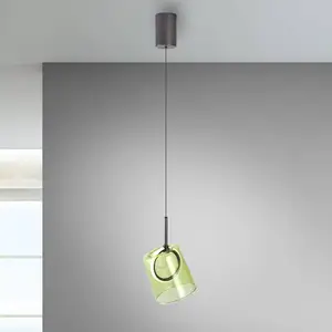 Paul Neuhaus Suspension LED Zula, vert, Ø 15 cm, verre pas cher