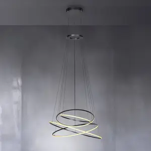 PURE Suspension LED E-Flying Rings, gris, Ø 110 cm, CCTVendu parluminaire