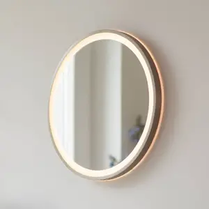 Paul Neuhaus Miroir mural LED VIDRO, bronze, Ø 46 cm, métal/verre inte...Vendu parluminaire