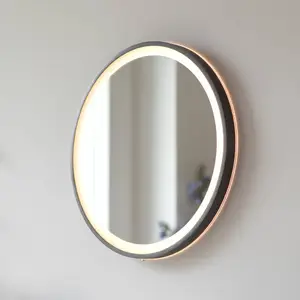 Paul Neuhaus Miroir mural LED VIDRO, gris, Ø 46 cm, métal/verre, inter...Vendu parluminaire
