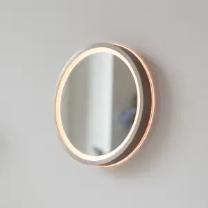 Paul Neuhaus Miroir mural LED VIDRO, bronze, Ø 26 cm, métal/verre inte... pas cher