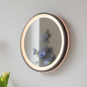 Paul Neuhaus Miroir mural LED VIDRO, gris, Ø 36 cm, métal/verre, inter...Vendu parluminaire