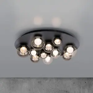 Comparateur de prix : Plafonnier LED PURE Popup, gris/gris fumé, Ø 60 cm, à 11 lampes