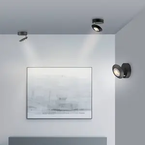 Comparateur de prix : Plafonnier LED PURE Oculis, noir, Ø 15 cm, fer/verre