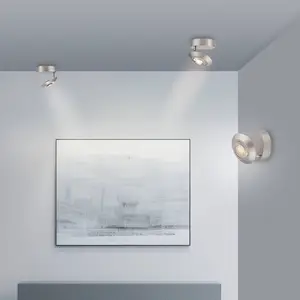 Plafonnier LED PURE Oculis, couleur argent Ø 15 cm Fer/verre