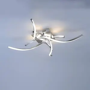 Paul Neuhaus Plafonnier LED Polina, 4 lampes, argent, intensité variable pas cher