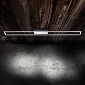 Comparateur de prix : Paul Neuhaus Plafonnier LED Inigo, couleur acier, 110 cm de long