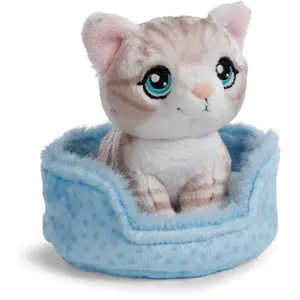 NICI 61942 Doudou chat gris tigré 12cm dans sa corbeille pas cher