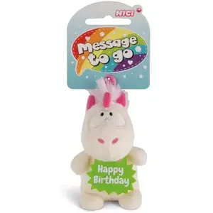 NICI 42722 Pendentif Licorne Theodor Happy Birthday Blanc/Rose 8 cm pas cher
