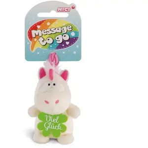 Nici 42726 Pendentif Licorne Theodor Viel Glück, 8 cm, Blanc/Rose pas cher