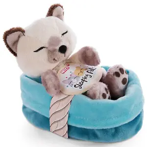 NIci Peluche Animal Endormi - Chat Siamois pas cher