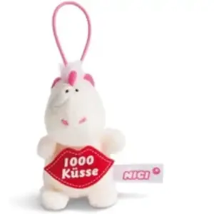 NICI 44984 Pendentif Licorne Theodor avec Inscription 1000 Baisers 8 cm avec Boucle, Blanc/Rose pas cher