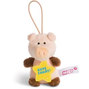 Peluche cochon avec boucle Nici Gute Fahrt Marron 8 cm 44870 pas cher