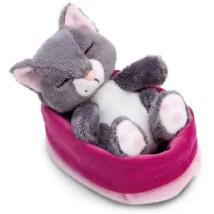 Comparateur de prix : NICI Peluche Chat Gris 12cm, Dormant dans Son Panier - Peluche pour câliner et Aimer, Produit durablement à partir de matériaux recyclés - 49746