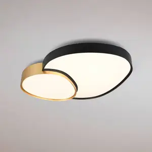 Comparateur de prix : Trio Lighting Plafonnier LED Rise, noir-doré, 77 x 63 cm, CCT, intensité variable