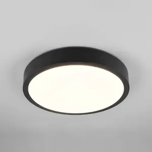 Trio Lighting Plafonnier LED Iseo, noir, Ø 40 cm, intensité variable, bois pas cher
