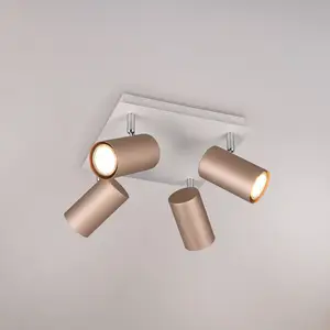 Comparateur de prix : Trio Lighting Spot pour plafond Marley brun/gris clair 24 x 24 cm 4 lampes métal