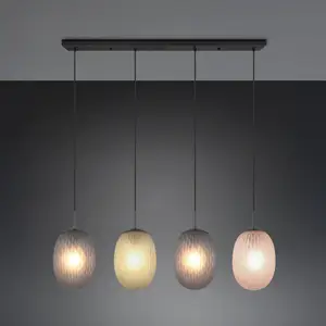 Comparateur de prix : Trio Lighting Suspension Facette, multicolore, longueur 117 cm, 4 lampes, verre