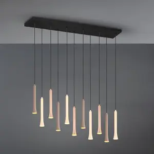 Comparateur de prix : Trio Lighting Suspension LED Fiato, 11 lampes, long, métal, taupe, cof...