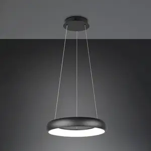 Comparateur de prix : Trio Lighting Suspension LED Cardona, Ø 46,5 cm, noir, CCT, métal