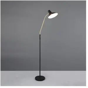 Comparateur de prix : Trio Leuchten Lampadaire TRAVELLER 463400180, Métal Noir mat/laiton, excl. 1x E27