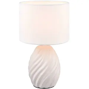 Comparateur de prix : Reality Leuchten Lampe à poser Melva, blanc mat, Ø 18 cm, céramique, E...