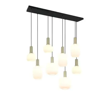 Comparateur de prix : Trio Lighting Suspension Diva, à 8 lampes, laiton, opale, métal, verre
