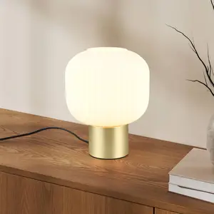 Comparateur de prix : Trio Lighting Lampe à poser Diva, laiton, blanc, métal, verre, E27